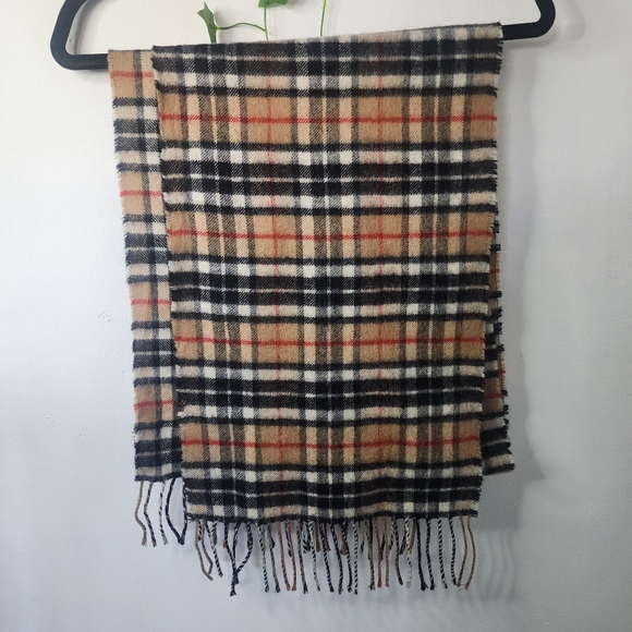 Vintage Made In Scotland Nova Check Wool Scarf with Fringe - Picture 2 of 4